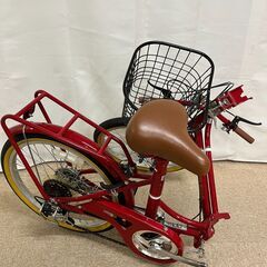 【北見市発】キャプテンスタッグ CAPTAIN STAG 折りたたみ自転車 CS20011532 6段ギア 20インチ レッド (E1533kxwY)の画像