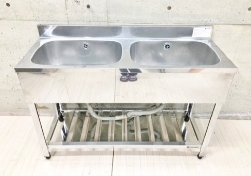 アズマ 業務用 2槽シンク バックガードあり ステンレス製 業務用厨房