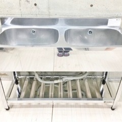 アズマ 業務用 2槽シンク バックガードあり ステンレス製 業務用厨房