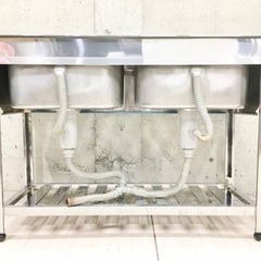 アズマ 業務用 2槽シンク バックガードあり ステンレス製 業務用厨房の画像