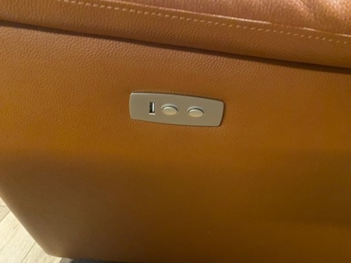 【美品】定価148500円 電動ソファ ３人掛け　ヤマダオリジナル「YES140001LBR3P/L25」幅202 本革ライトブラウン