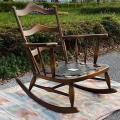 ② 飛騨産業 キツツキ 無垢材 ロッキングチェア 飛騨家具穂高楢材オーク材椅子 の画像
