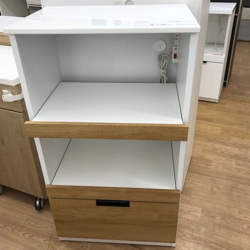 ★ジモティ割あり★  レンジ台 ホワイト H108×W61×D42 クリーニング済み KJ1851