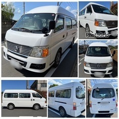日産 キャラバン　福祉車両　車いす 移動車 アーム格納式リフター車いす２基 　固定装置付 定員10名 の画像