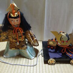 五月人形　木目込み人形　兜車付き　高級品の画像