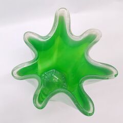  昭和レトロ ガラス花瓶 マーブル模様 緑×白 フラワーベース ☆ 札幌市 豊平区 平岸の画像