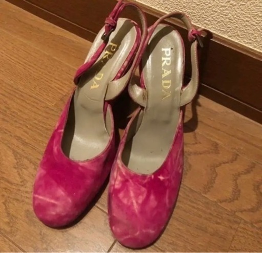 PRADA ピンク タイダイ柄 ウェッジ パンプス サンダル 37 1/2