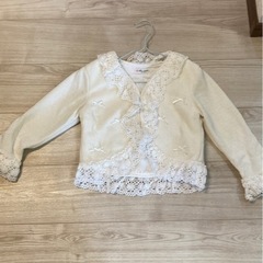 キッズ　カーディガン　白