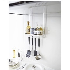 山崎実業 レンジフード調味料ラック　ホワイト 美品の画像