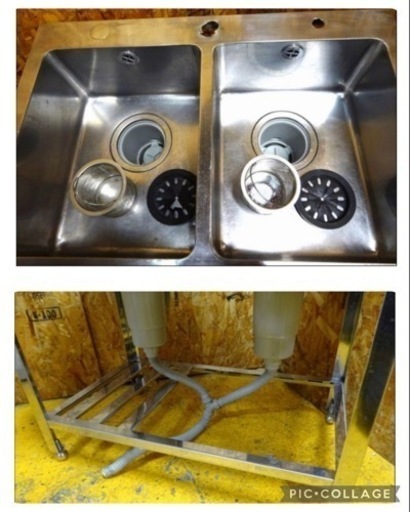 (940-0) 業務用 ステンレス 2槽シンク W900D600H800 中古品 二槽 2層 流し台 厨房 飲食店 お引き取りも歓迎 