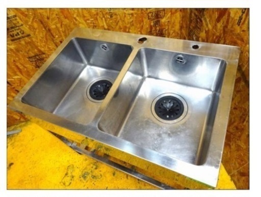 (940-0) 業務用 ステンレス 2槽シンク W900D600H800 中古品 二槽 2層 流し台 厨房 飲食店 お引き取りも歓迎 