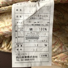 西川　合繊入り羊毛敷ふとんの画像