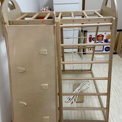 木製ジャングルジム　滑り台　雲梯の画像