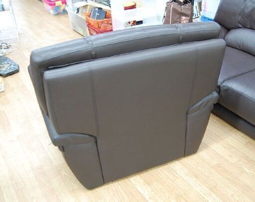 ファニシング購入品 1人掛けソファ 幅101×奥89×高82cm ダークブラウン系 本革製 1Pソファ 札幌市 清田区 平岡