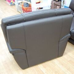 ファニシング購入品 1人掛けソファ 幅101×奥89×高82cm ダークブラウン系 本革製 1Pソファ 札幌市 清田区 平岡の画像