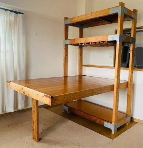 お渡し10月⭐︎ワインラック付き　作業台　テーブル　ワークテーブル