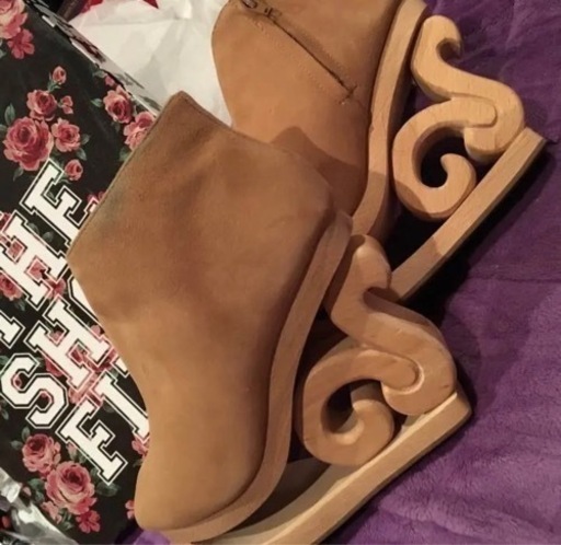 Jeffrey Campbell スケート スエード ムートン キャメル 木靴