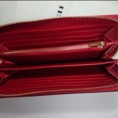  【新品-未使用】COACH コーチ 長財布 ラグジュアリー シグネチャー ブラウン×レッド ストラップ付き(2022春夏新作)