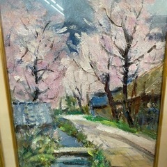 I640 🌈　 打田幸男 ：「杏の里 信州更殖市」 額付絵画　⭐️の画像