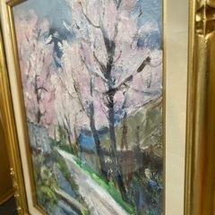 I640 🌈　 打田幸男 ：「杏の里 信州更殖市」 額付絵画　⭐️の画像
