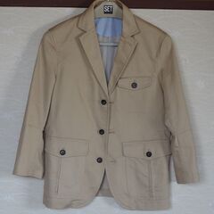 処分！メンズ　薄手で軽快な綿混ジャケット　ベージュ　サイズ＝М　...