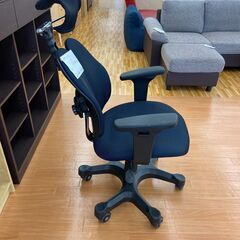 ★ジモティ割あり★ DUOREST オフィスチェア ブルー H109.5～117.8×D67.4×W67.4 クリーニング済み YJ020の画像