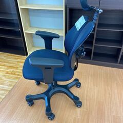 ★ジモティ割あり★ DUOREST オフィスチェア ブルー H109.5～117.8×D67.4×W67.4 クリーニング済み YJ020の画像