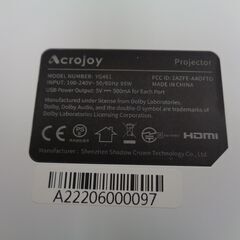 Acrojoy　Truvity 660WB 1080P FULL HD プロジェクター　スクリーン付き　中古美品の画像