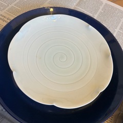骨董*印判なまこ皿（欠けあり）とIIttala teemaのディナープレート（鱗模様あり）たち吉の画像