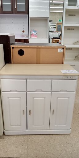 ★ジモティ割あり★  レンジ台 白 H70×D35×W72.5 クリーニング済み TJ498