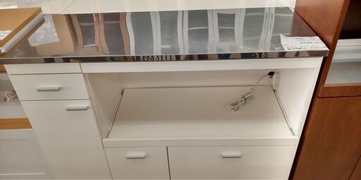 ★ジモティ割あり★  レンジ台 白 H85×D44.5×W119.5 クリーニング済み TJ502