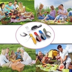 《新品》キャンプ用品アウトドア用カラトリー 4in1   2個セットの画像