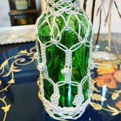 マクラメ編み瓶カバー　ハンドメイド　空瓶リメイク　花瓶　３本の画像
