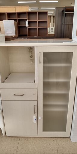 ★ジモティ割あり★  レンジ台 白 H115.5×D40×W80 クリーニング済み TJ506