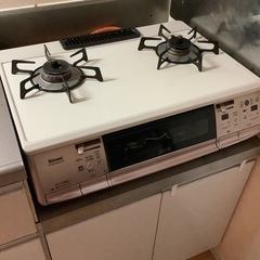 Rinnaiガスコンロ　ホワイト×ピンク