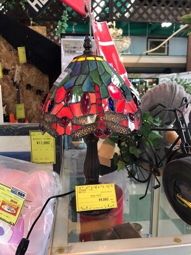 アンティークランプ　照明　アンティーク　ステンドグラス　おしゃれ　綺麗　レトロ　貝塚市　二色浜