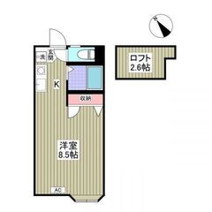 💚初期費用２万円！8.5帖＋ロフト付きで広めの１R💚敷礼０・仲手...