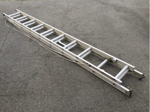 リユース　伸縮形はしご　全長　584cm   縮長　349cm   2段はしご　幅　40.3cm  2連　ハシゴ　アルミ伸縮梯子