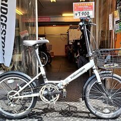 ☆整備済ﾘｻｲｸﾙ自転車! 20ｲﾝﾁ折り畳み式 前ｶｺﾞ,ﾜｲ...
