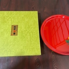 琉球漆器 お盆30CM 箱付き 中古品未使用の画像