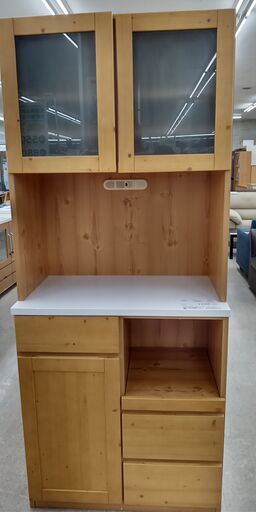 ★ジモティ割あり★  食器棚 茶 H189×D47×W80 クリーニング済み TJ510