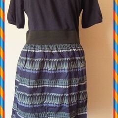 〇良品〇【UNIQLO】異素材ワンピース　＃M ネイビー系