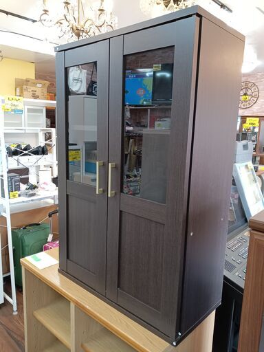 ロータイプカップボード ブラウン 木目調 サイズ（約）幅60×奥29×高90　　■近隣配送無料 買取GO‼　栄和店