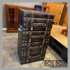 トランク型 チェスト 革張り アンティークテイスト ブルックリン