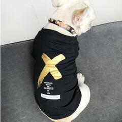 黒　M　サイズ　犬服 バツ模様 トレーナー 男の子　女の子　兼用　K1