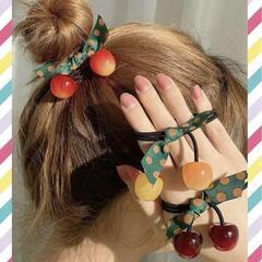 【♡新品♡】3本 入り チェリー ＆ 蝶々 結び ヘアゴム