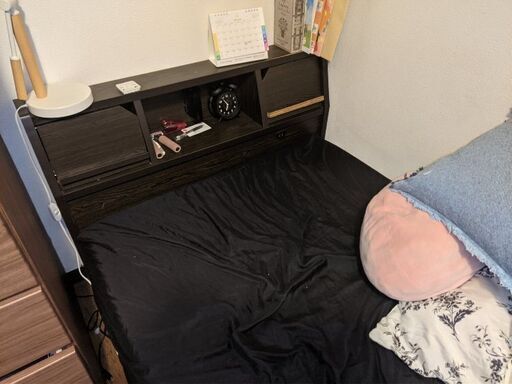 シングルベッド - 収納引き出し、メモリーフォームマットレス付き