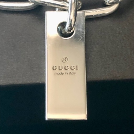 【美品】GUCCI グッチ ロゴプレート チェーンブレスレット シルバー925