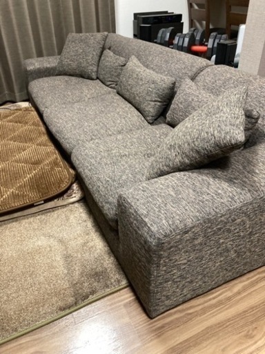 3人掛け ローソファ オットマン付き