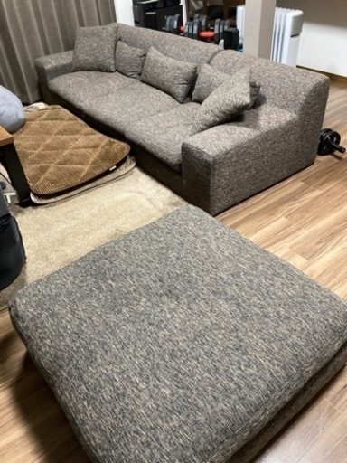 3人掛け ローソファ オットマン付き